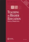 Cover page for the teaching in higher education: Critical perspectives journal, published by Routledge